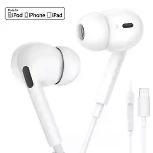 For iPhone 14/13/12/11/X/SE/8/Earphones Wired Headphones Earbuds Built Mic - Picture 1 of 16