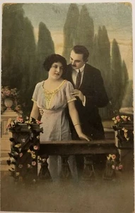 Postcard Romantic c. late 1800s Man Woman Germany Colorized    PC1 - Picture 1 of 2