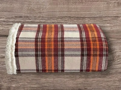 Двустороннее флисовое одеяло Eddie Bauer Sherpa 50x60 Edgewood красное новое в клетку - Изображение 1 из 2