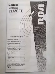 Manual para control remoto universal RCA DSS D900 OEM GnuReads - Imagen 1 de 10