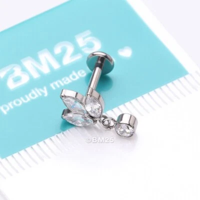 Flor de marquesa de titanio grado implante colgante internamente roscada labret plano Foto 1 de 3