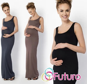 Ladies Maternity Long Vest Maxi Dress Full Length Bodycon Plus Sizes 8-18 FM18 - Picture 1 of 10