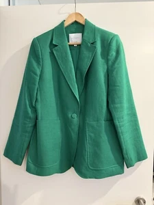 Witchery Emerald Green Linen Blazer Size 12 - Picture 1 of 6