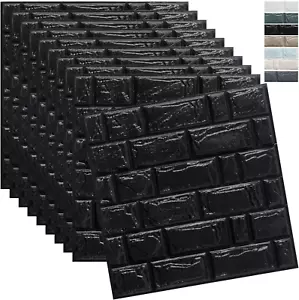 3D Brick Peel and Stick Wallpaper, 3D Black Brick Wall Panels Self Adhesive, Rem - Picture 1 of 6