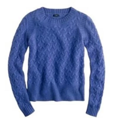 J. Suéter Crew Basketweave Tejido en Nido de Abeja Lana Angora Índigo Azul Real Talla M Foto 1 de 4