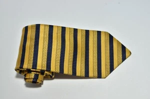 Bullock & Jones 100% Silk Satin Tie Striped Golden & Black Made in England - Picture 1 of 8