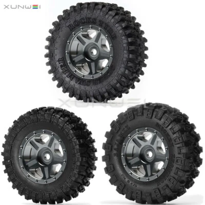 4pcs CNC 1.0" Beadlock Wheel Rim & Tyre for 1:24 RC Axial SCX24 Crawler Truck - Image 1 of 3