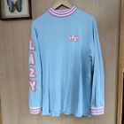 Lazy Oaf Blue Long Sleeve TShirt Pink & White Fluff Spellout Logo Skate Top ? OS