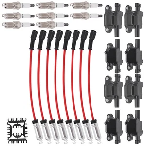 Spark Plugs & Wire & Ignition Coil Packs For Chevy Silverado 1500 Tahoe GMC - Foto 1 di 12