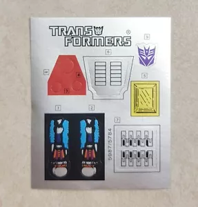 TRANSFORMERS G1 SCOURGE STICKER SHEET RARE! DECEPTICON ROBOT TOY DECALS LABELS - Picture 1 of 2