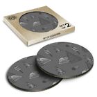 2 x Boxed Round Coasters - BW - Woodland Camping Art Adventure Tent  #41178