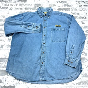 Vintage Cabelas Denim Shirt Men XL Blue Jean Button Up Outdoor Work Wear Y2K - Picture 1 of 10