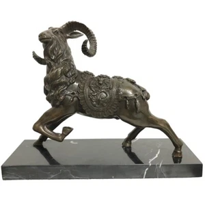 Bronzeskulptur "Widder" auf Marmorsockel - Bild 1 von 8