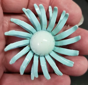 Spilla Power Fiori Smaltati Blu Anni 60 Gioielli Vintage Regalo Pasqua - Foto 1 di 4