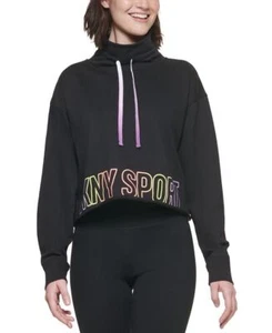 DKNY SPORT Damen Ombre Logo Trichterausschnitt roher Rand Sweatshirt L NEU $ 60 DP2T8651 - Bild 1 von 4