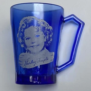 Shirley Temple Cup Cobalt Blue Depression Glass Mug Wheaties Cereal Hazel Atlas - Picture 1 of 15