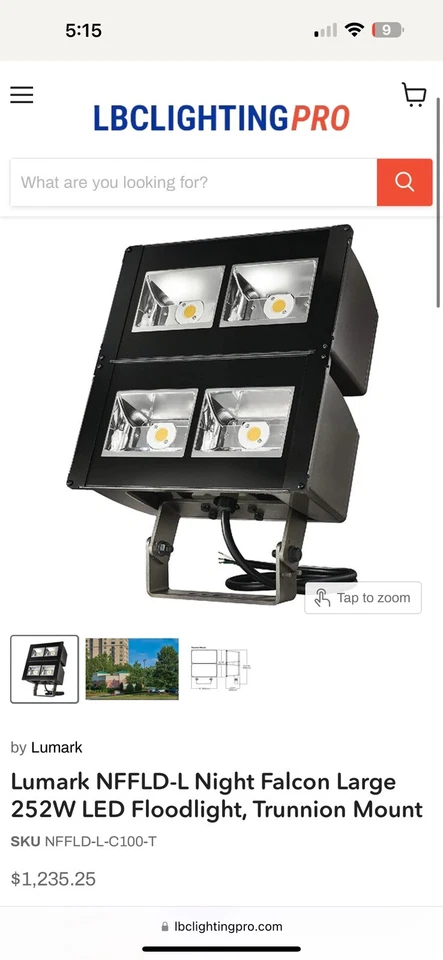 Cooper Lighting LED Flood-Light NFFLD-C25-D-UNV-66-S-BZ Industrial Commercial - Image 1 of 2