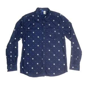 Divided H&M Men’s M Long Sleeve Button Up Aztec Western Navy Blue Collar Shirt - Bild 1 von 5