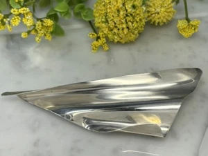 Sterling Silver Signed Joli 925 Artisan Ruffled Sail Brooch Pin 4” Long 11.7g - Picture 1 of 18
