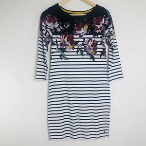 Joules Riviera Floral Knit Dress Women’s Size 2 Nautical Stripe Print 3/4 Sleeve - Picture 1 of 9