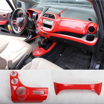 Para Honda Fit Jazz 2008-2013 2 peças console ABS vermelho interruptor CA acabamento do painel de controle - Imagem 1 de 4