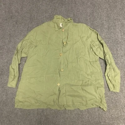 Camisa de lino para mujer, grande, top delantero con botones Foto 1 de 4