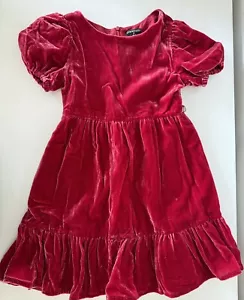 J Crew Crewcuts Girls Puff Sleeve Tiered Dress Ruby Red Velvet Size 8 - Picture 1 of 6