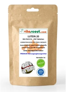 Lutein 20 - 250 Tabletten á 10mg - OHNE MAGNESIUMSTEARAT - MADE IN GERMANY - Bild 1 von 3