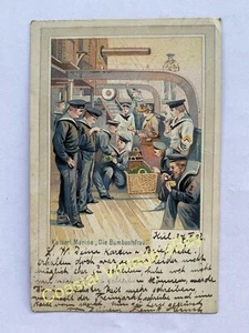 1902 German Imperial Navy Sailors Postcard Posted Kiel with message from Marine - Picture 1 of 2