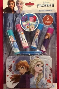 Frozen II 4 Flavored Lip Balms Tin Carry Case Assorted Flavors Anna Elsa Olaf - Picture 1 of 7