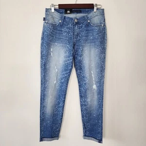 Rock & Republic Farbspritzern EMO MILKYWAY Boyfriend Größe 4 Medium Denim Neu mit Etikett - Bild 1 von 9