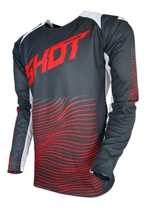 ADULTS MOTOCROSS JERSEY SHOT AEROLITE OPTICA GREY RED MX ENDURO TOP - Picture 1 of 2