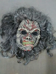 Decaying Zombie Latex Mask With Hair Adult Costume Accessory - Picture 1 of 4