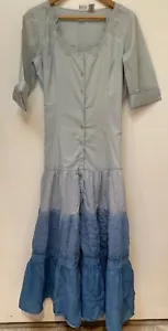 Women’s pale blue cotton maxi dress with lace, short sleeve, size 12 - Picture 1 of 8