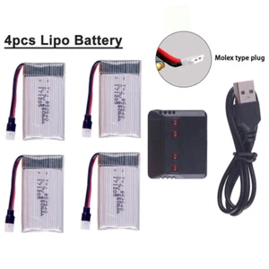 4pcs 650mAh 3.7V Lipo Battery with 4 in 1 USB Charger for RC UAV Drone Vehicle - Picture 1 of 10