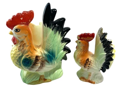 Servilletero y salero vintage de cerámica de gallo pollo años 60 JAPÓN Foto 1 de 4