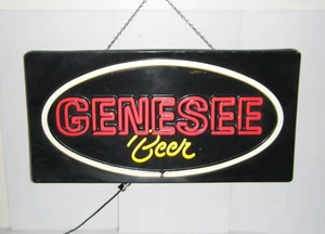 Vintage 1985 Genesee Faux Neon Ligthted Plastic Beer Sign - Picture 1 of 17
