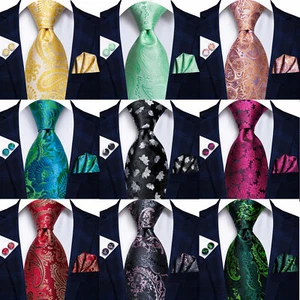 Reino Unido 100 % seda para hombre corbata de cachemira conjunto de corbatas azules a rayas florales negras corbatas de boda - Imagen 1 de 248