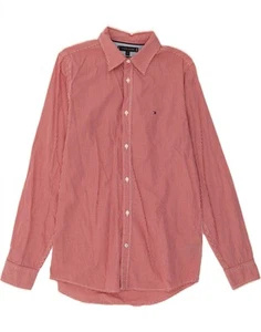 TOMMY HILFIGER Mens Slim Fit Shirt Medium Red Gingham Cotton DI23 - Picture 1 of 3