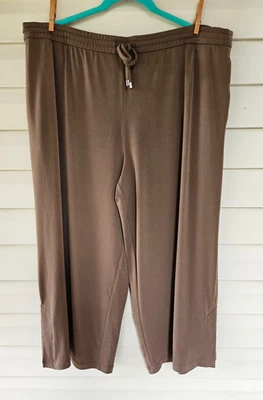 Susan Graver Driftwood Brown Liquid Knit Drawstring Crop Pants ~ XL - Image 1 of 4