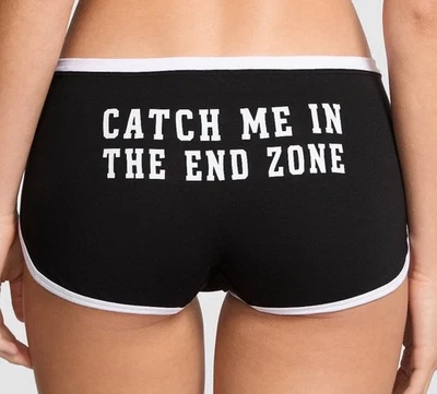 VICTORIA'S SECRET PINK CATCH ME IN END ZONE CURVED HEM DORM BOYSHORT PANTIES XS - Image 1 of 2