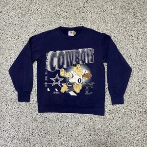 Felpa girocollo vintage NFL taglia M Dallas Cowboys The Flintstones Fred blu 1993 - Foto 1 di 8