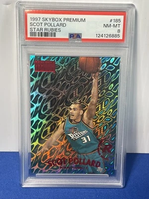 1997-98 SkyBox Premium Star Rubies /50 Scot Pollard Rookie RC 185 Graded PSA 8 - Image 1 of 4