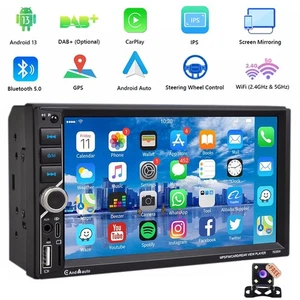 7" 2 DIN Wireless Car Stereo Radio Carplay Android Auto Touch Screen with Camera - Picture 1 of 17