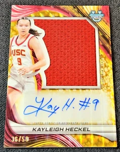 2024-25 Bowman Best U Gold /50 Jumbo Relic Patch Auto Kayleigh Heckel #PJRA USC - Picture 1 of 2