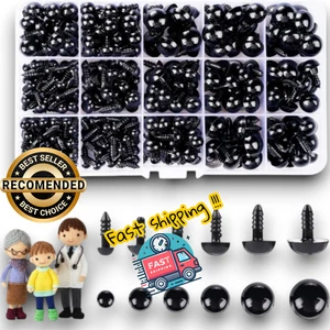 700 Teile!! Schwarze Kunststoff Sicherheitsaugen für Stofftiere & Amigurumi Zum Selbermachen Projekte - Bild 1 von 8