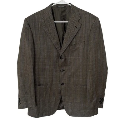 Blazer Abrigo Deportivo Corneliani 40R Para Hombre Lana Seda Marrón Glen Check Hecho en Italia Foto 1 de 4