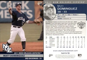 Matt Dominguez 2011 MultiAd New Orleans Zephyrs #8 RC Card New Orleans Zephyrs - Picture 1 of 1