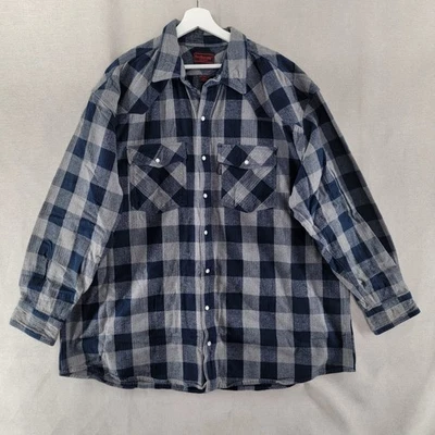Five Brother Shirt Mens 3XL Tall Blue Plaid Heavyweight Flannel Shacket Chore - Image 1 of 4