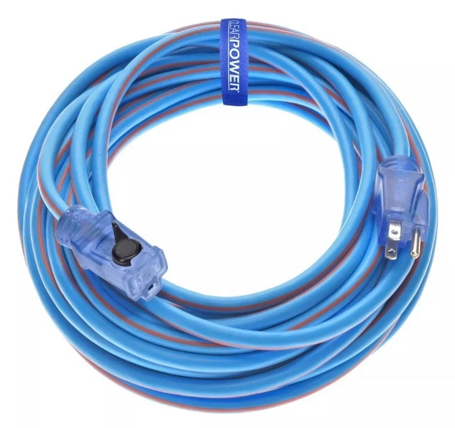 CP 50 ft 14/3 SJEOW TPE Rubber Heavy Duty Extension Cord Blue & Orange CP10088